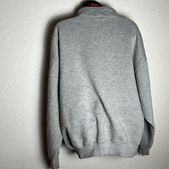 Vintage 90s Russell 1/4 Zip Sweatershirt Boxy Gray Fleece Pullover USA M XL - Picture 7 of 14
